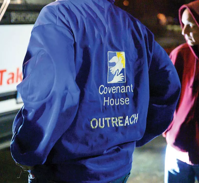 Covenant House Van Outreach team member and homeless youth