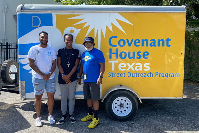 Mr. Mike and Covenant House Staff in front of Covenant House Texas Street Outreach Program Van