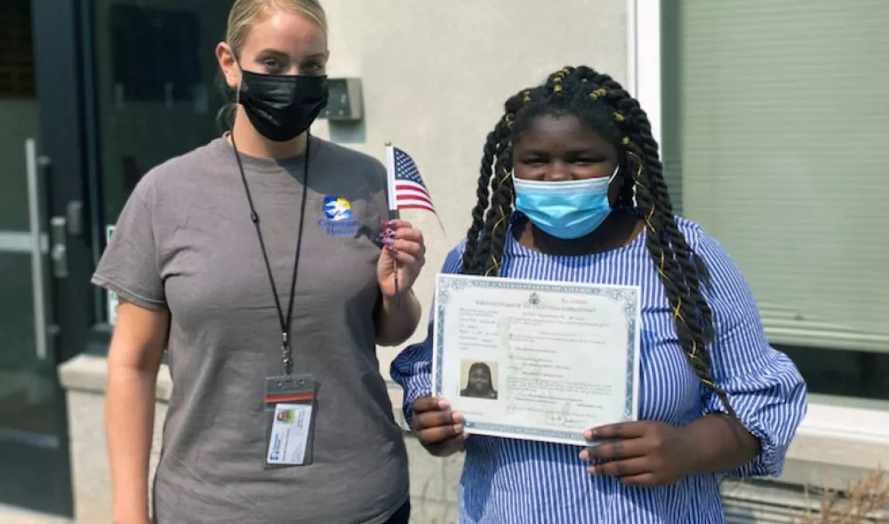 Ann receiving her citizenship