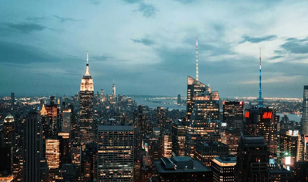 NYC skyline and sky turning dark | Covenant House