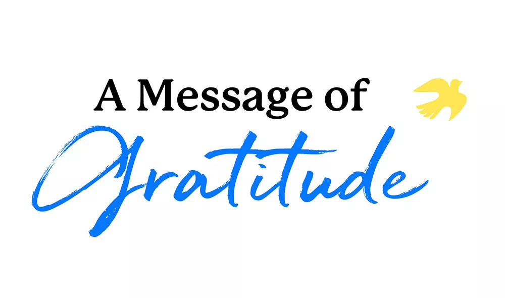 A message of gratitude graphic from Covenant House