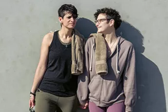 LGBTQ+ couple post workout | Covenant House Strides for Pride