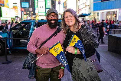 Covenant House volunteers at Youth Homelessness Awareness Month Rally in Times Square