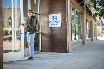 young homeless woman entering Covenant House