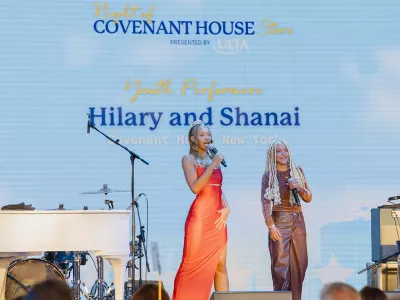Former homeless youth performers Hilary and Shanai at Night of Covenant House Stars 2024 gala