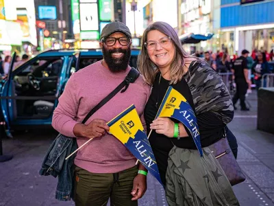 Covenant House volunteers at Youth Homelessness Awareness Month Rally in Times Square