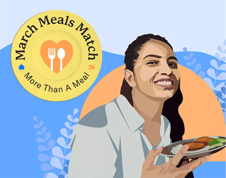 homeless teenage girl with meal | Covenant House - March Meals Match