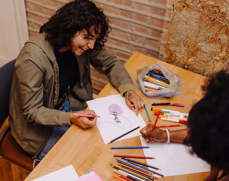 Covenant House youth doing art